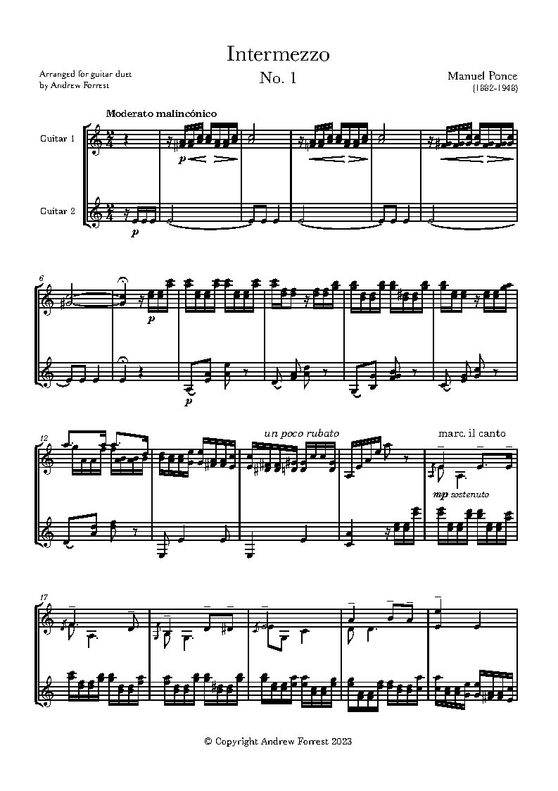 第一号间奏曲 吉他二重奏