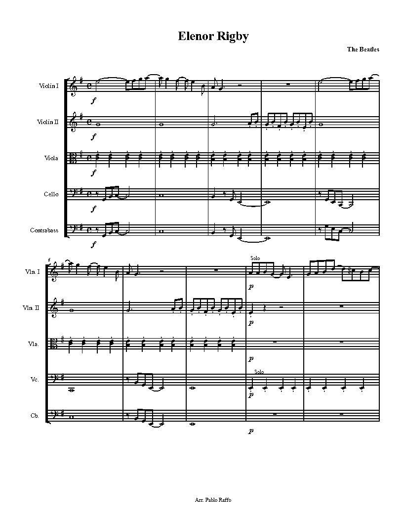 Eleanor Rigby 弦乐五重奏